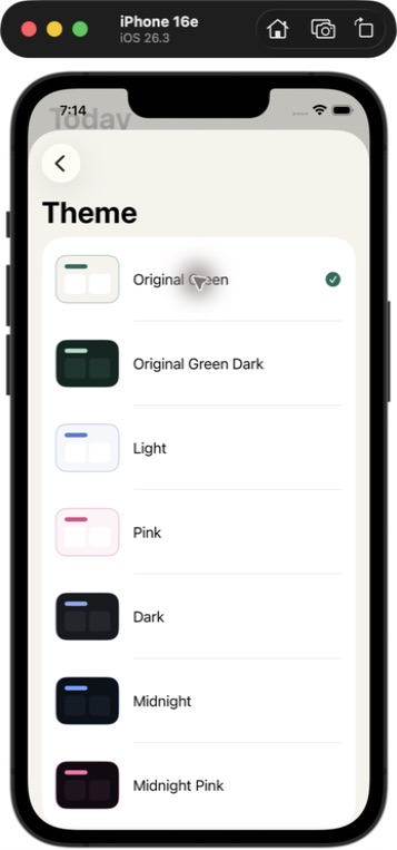 Pennyhush Appearance settings listing its seven themes